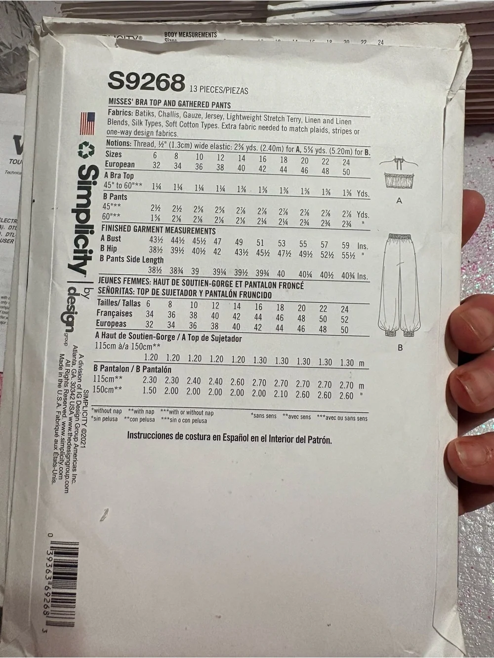 BN UNCUT SIMPLICITY 9268 U5 PLUS SIZE SEWING PATTERNS CROP TOP GATHERED PANTS